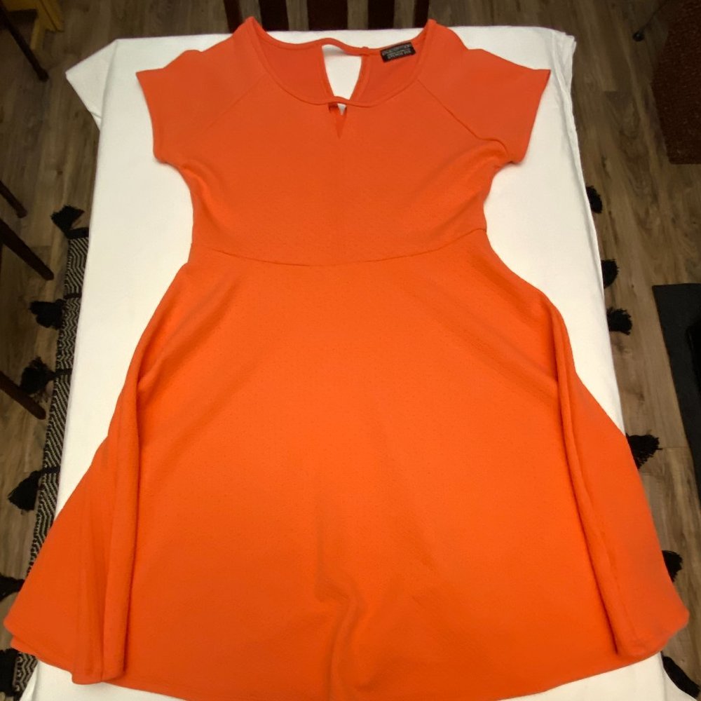 Papermoon orange mini fit & flare knit dress